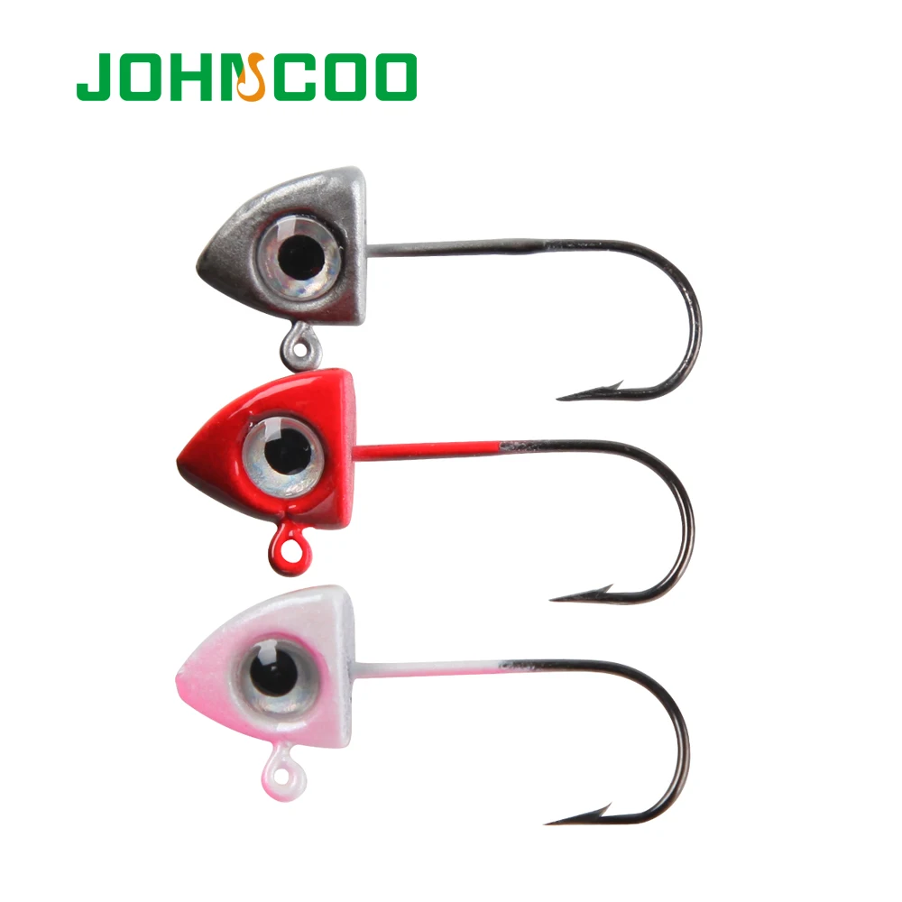 JOHNCOO 2g 3g Fishhooks 3D Eyes Lead Jig Head Barbed Hook Mustad Jigging Hook Fishing Hooks Lead Head Hook 3 Colors 5pcs/lot JOHNCOO 2g 3g Fishhooks 3D Eyes Lead Jig Head Barbed Hook Mustad Jigging Hook Fishing Hooks Lead Head Hook 3 Colors 5pcs/lot