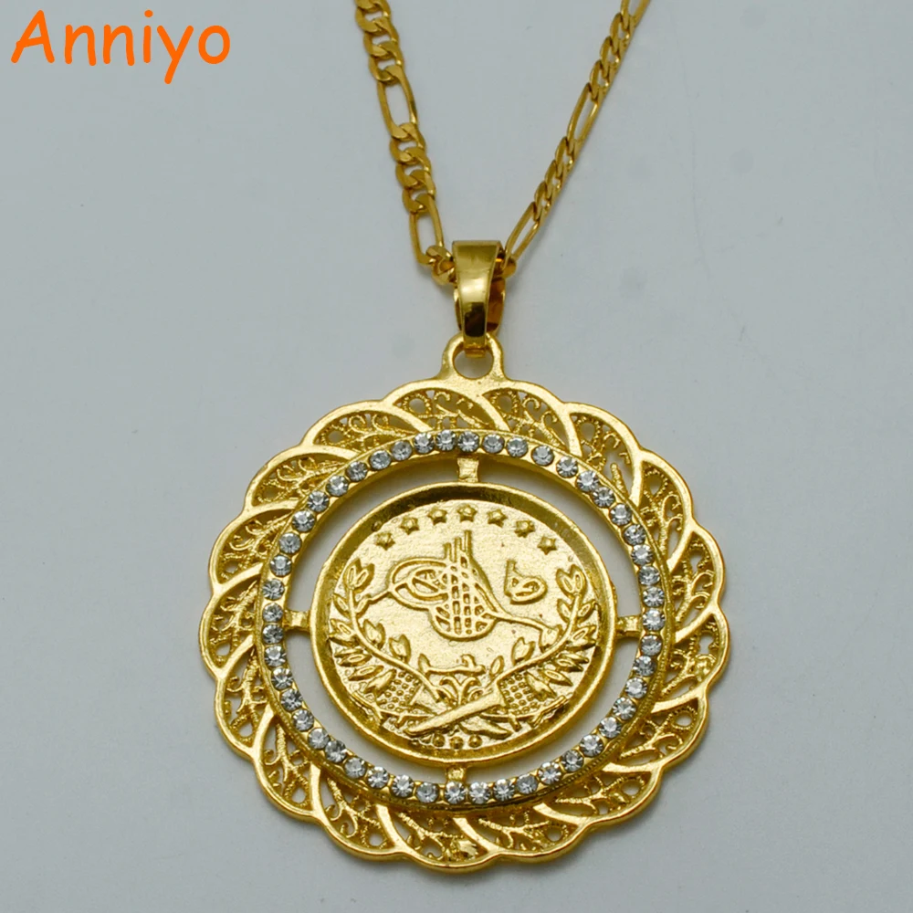 Anniyo 4 8 см/магнит для монет и цепи женщин/мужчин позолоченный металл