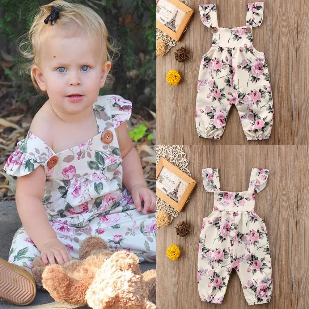 Newborn Toddler Infant Baby Girl Strap Flower Romper Jumpsuit Outfit Sleeveless Sunsuit Baby Summer Clothes 0-24M baby rompers,cotton jumpsuit,baby jumpsuit,baby clothing