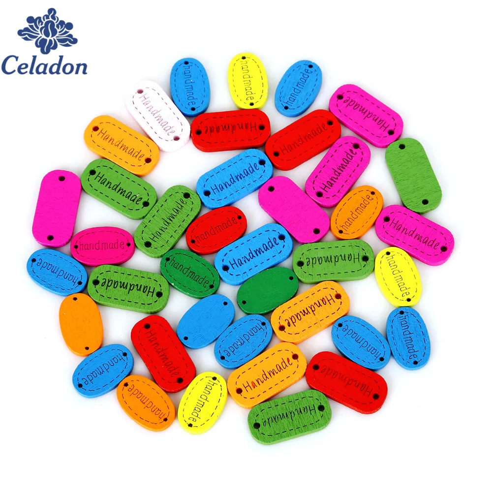 

50PCS Random Mixed Color Handmade Letter Carved Wooden Buttons Crafts & Scrapbooking Decoration Buttons Sewing Accessories