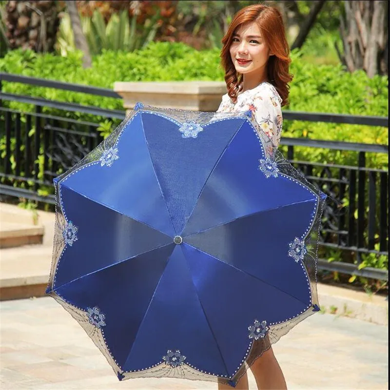 

Modern simple sunshade sun umbrella sunscreen umbrella female black glue three folding rain and shower umbrella student B