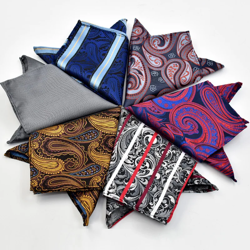 

CityRaider New Paisley Floral Pattern Silk Handkerchiefs for Men Cotton Pocket Square Grey Purple Blue C038