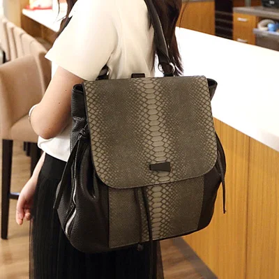 

2019 Women Backpack Pu Double Shoulder Dual Purpose Simple Triple Purse Spring Summer Hard Handle Travel School Bag
