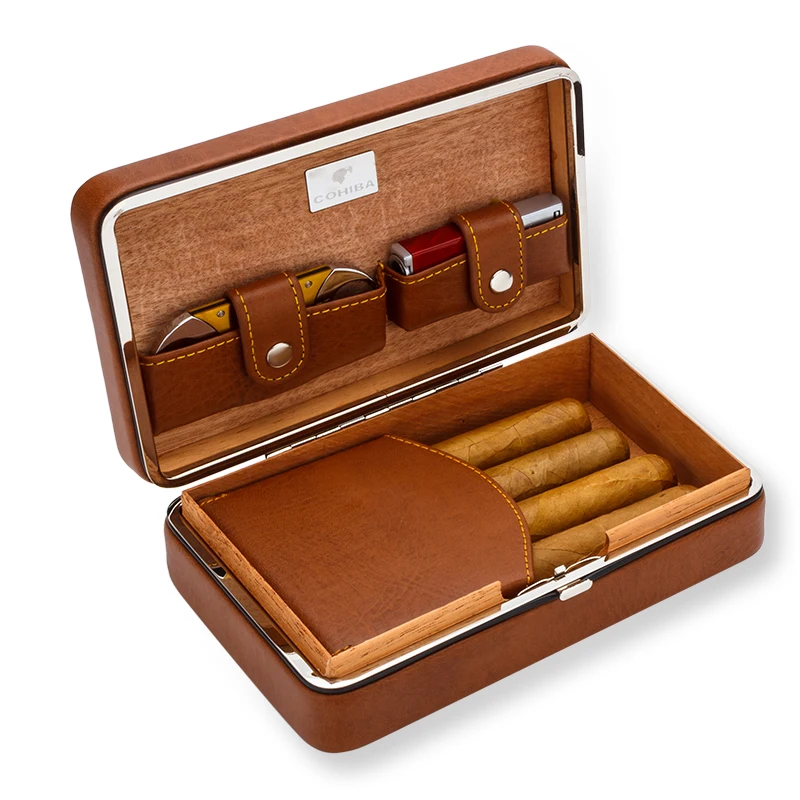 Cohiba держатель для сигары коробка(удерживайте 3 шт) дорожный увлажнитель для сигар кожаная коробка для сигар портсигар(не включает зажигалку/резак