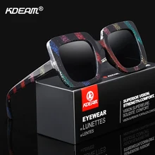 Дизайнерские женские солнцезащитные очки большого размера в квадрате KDEAM, тональные геометрические женские солнцезащитные очки в винтажном стиле с защитной коробкой
