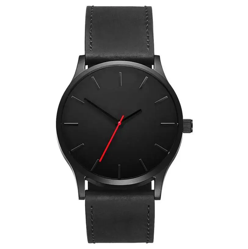 

Simple minimalist watch Big dial 40mm no Calendar Full Black Mens Quartz Watch Men's Watches Digital Sport Gifts for Husband