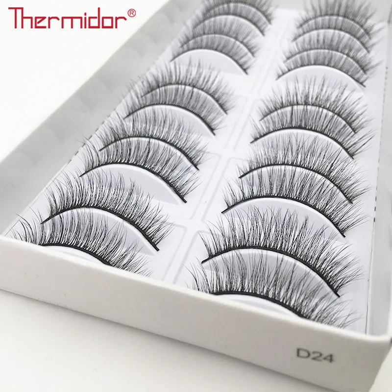 

Thermidor 10 Pairs Fake Eyelashes Durable Black Korean Natural Eyelash High Quality Cross Lash Messy Lashes Women Make up Tools