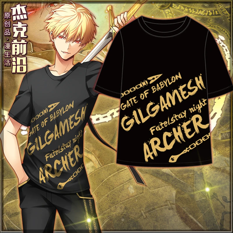 

Anime JK Fate Grand Order FGO Game Gilgamesh Cosplay Shirt Related T-Shirt Tops Tee Women Men Casual tshirt t shirt Costume