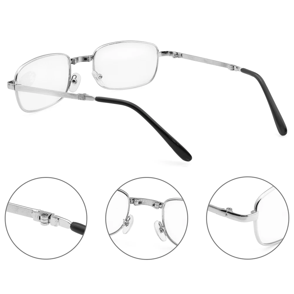 Retro Design Reading Glasses Men Women Folding Spectacles Spectacles Frame Silver Metal Glasses +1.0 +1.5 +2.0 +2.5 +3.0 +3.5 +4 6