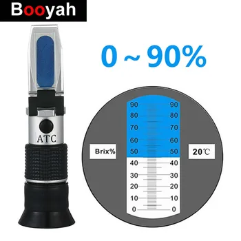 

Booyah Hand Refractometer Brix 0-90% Fruit Juice Liquids Syrup Concentrate Specific ATC Measurement Tool Refractometer For Sugar