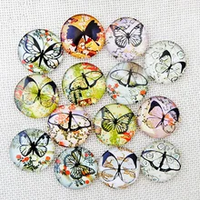 Differet бабочка стеклянная мозаика художественная Смешанная Цветная Мозаика напечатанная стеклянная полукруглая/купольная кабошоны для изготовления ювелирных изделий 50 шт