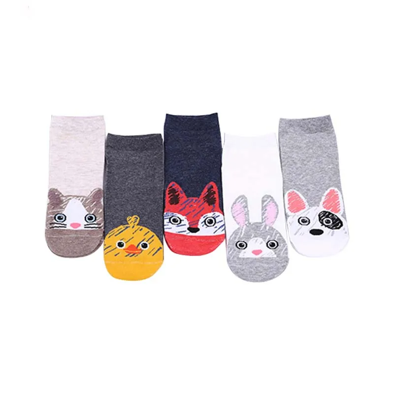 Multi color Optional Cute Animal Cotton Socks Female Cat With Dog