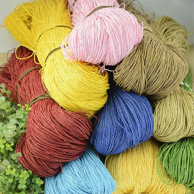 200 M/reel 100% Raffia Straw Yarn Hand Crocheting Yarn for Diy Handmade  Hats Handbags Cushions Packing Wrapping Material Sup.