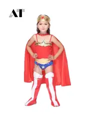 Костюмы Супермена Дети девушки косплей платье С плащами детская костюмная вечеринка на Хэллоуин Одежда