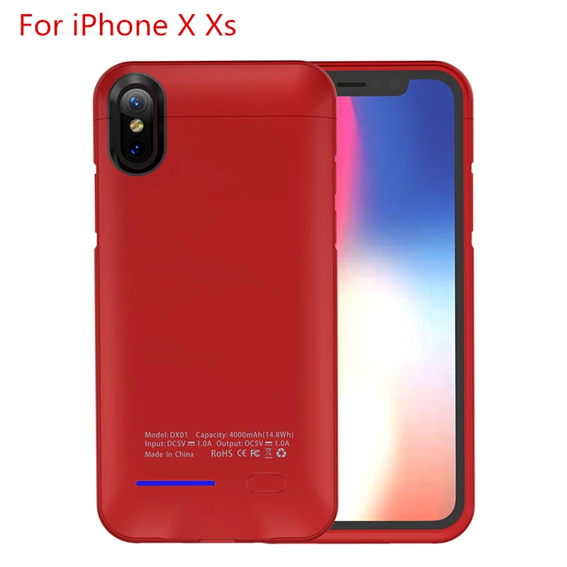 Чехол для iPhone X XR XS Max, 4000 мА/ч, внешний аккумулятор, зарядное устройство, чехол для iPhone SE 5, 5S, 6, 6 S, 7, 8 plus, чехол - Цвет: For iPhone X Xs