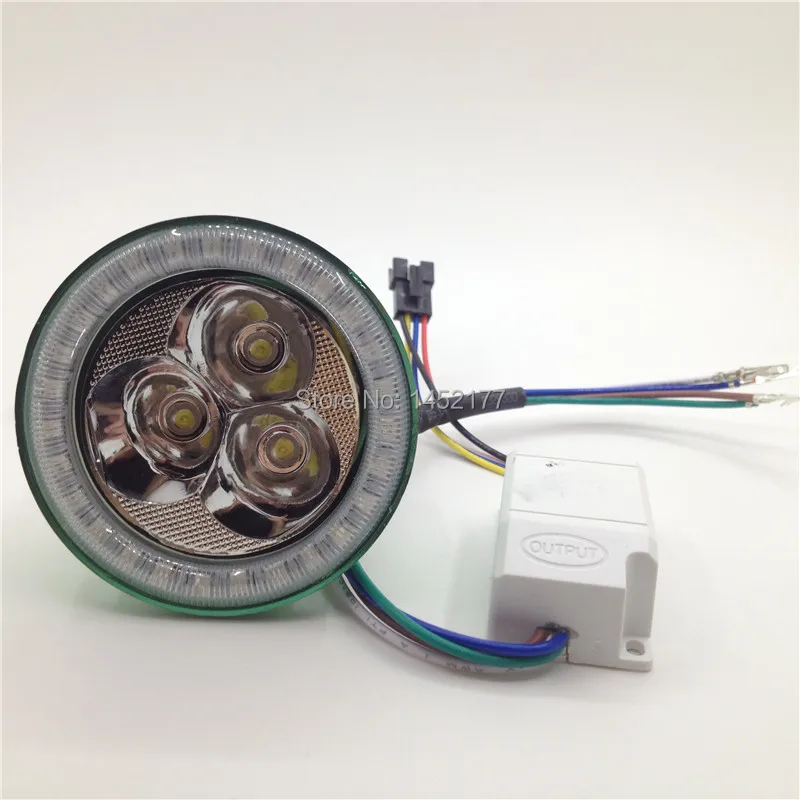 Yecnecty 12 80V Universal Motorcycle LED Headlight Green Angel Eye