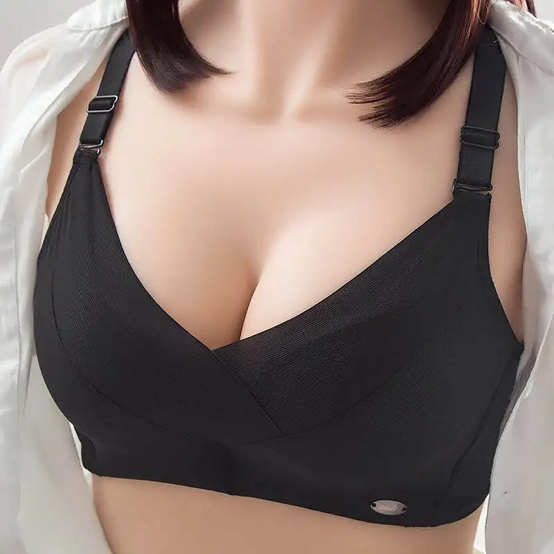 

бюстгальтер Women's bras Wire free Four hook-and- eye Push Up Soft underwear Adjusted-straps Solid 3/4 cup 2019 Female New Bras