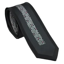 Галстуки coahella черные с серебристыми цветами/полосатая панель с окаймленным дизайном шейный платок из микрофибры обтягивающий галстук 6 см