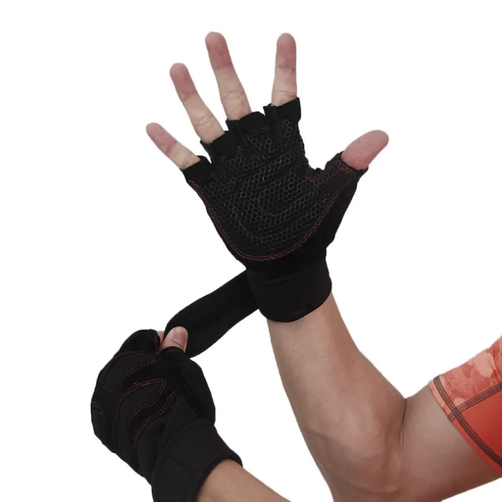 Удобные противоскользящие Перчатки для фитнеса с полупальцами, перчатки для тяжелой атлетики, защищают запястья, спортивные перчатки без пальцев