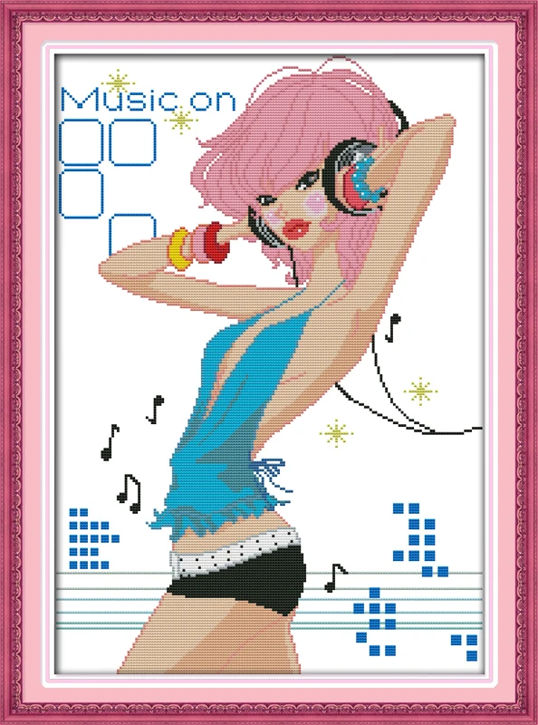 

A music girl , counted printed on fabric DMC 14CT 11CT Cross Stitch kits,embroidery needlework Sets Home Decor