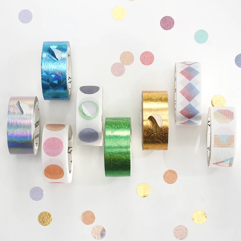 

Geometric Rainbow Laser Paper Washi Tape Adhesive Tape DIY Scrapbooking Journal Diary Stickers Label Masking Tape 15mmx5m