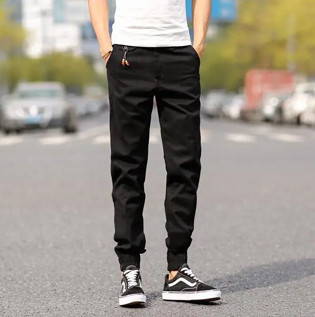 Одежда высшего качества бренд Для мужчин s печати луча стопы Штаны мужские зауженные брюки в стиле «хип-хоп» впитывает пот и Штаны Размеры S-3XL - Цвет: Черный