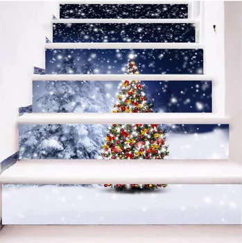 

3D DIY Steps Snowy Christmas tree Removable Stair Sticker Home Decor Patterns Beautiful Christmas Stickers XMAS003