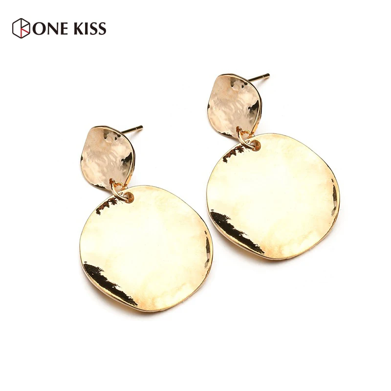 

2018 New Geometric Circle Metal Drop Earring for Women Minimalist Gold Color Bright Round Pendientes Statement Brincos Jewelry