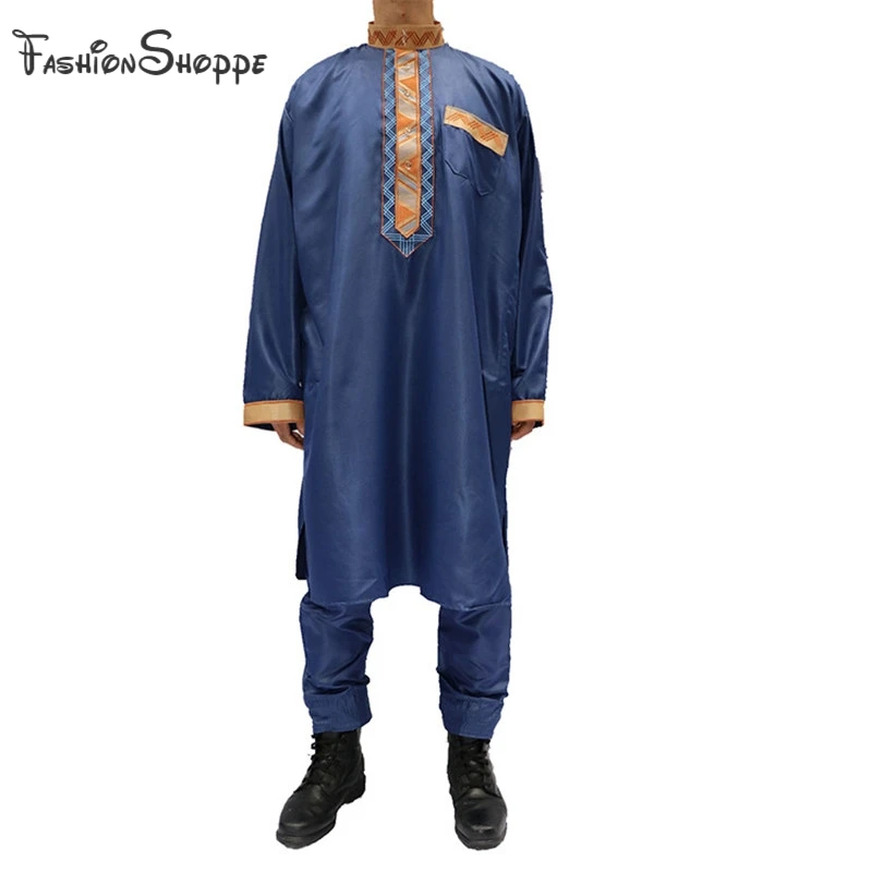 New Muslim Men Long Sleeve Thobe Islamic Clothing Saudi Arab Moslim