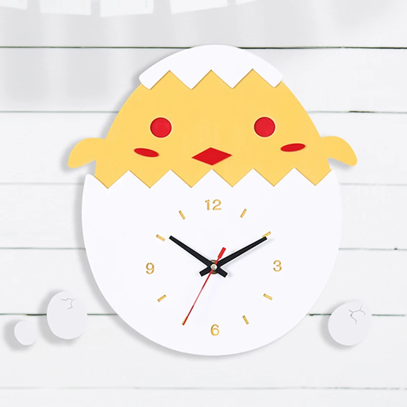 Cute Cartoon Wall Clock Modern Design Chicks Egg Kids Clocks Decor