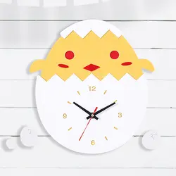 Милый мультфильм настенные часы современный Дизайн цыплят яйцо дети часы декор Детская комната акрил настенные часы Home Decor Тихая 12 дюймов