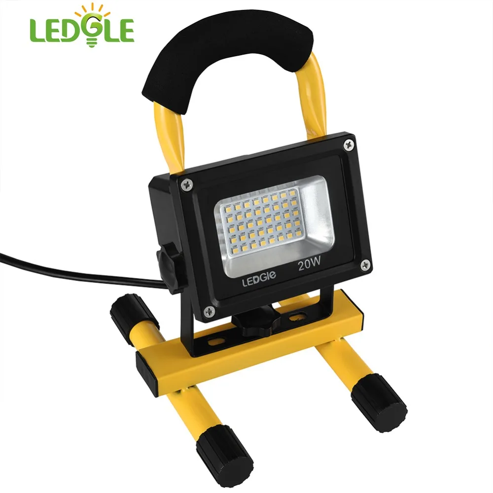 

LEDGLE 20W Waterproof Flood Light Efficient Work Light Outdoor Floodlight 160W Traditional Flood Light Equivalent 1900lm 6000K