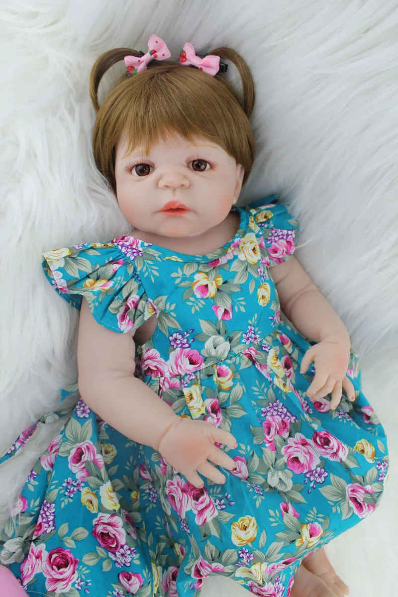 55 см полностью силиконовая кукла Reborn Girl Baby Doll игрушки Реалистичные 22 дюйма новорожденная принцесса малыш кукла подарок на день рождения