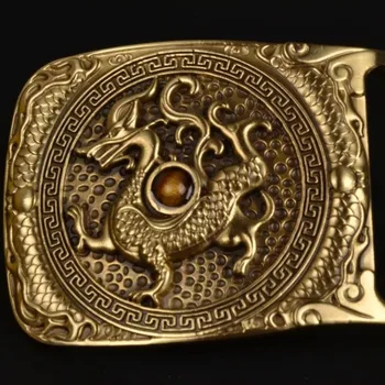 

Mens Solid Brass Belt buckle plate kylin pure copper plate buckle buckle leisure smoothing belt buckle