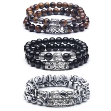 2pcs set Men vintage charm Bracelet Natural stone Prayer Beads Tibetan Bracelets Bangles gift for Women and Men Dropshipping 2 item image