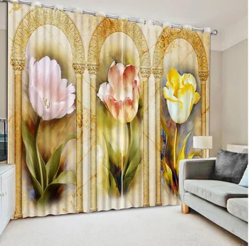 

Flowers print Chinese Customized 3D Blackout Curtains Living Room Bedroom Hotel Window curtains