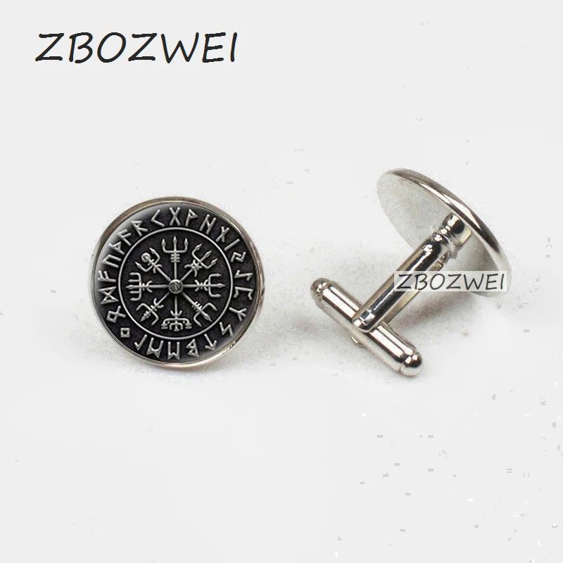 

ZBOZWEI Steampunk Norse Viking Cross in Rune Circle jewelry Glass Cabochon Cufflinks glass dome Jewelry Cufflinks Womens man