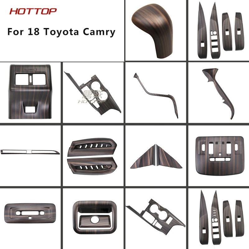 

17pcs steering wheel handle cover for Toyota Camry 2018 2019 Interior Wooden Cover Car SUV Styling Decoration Accessories