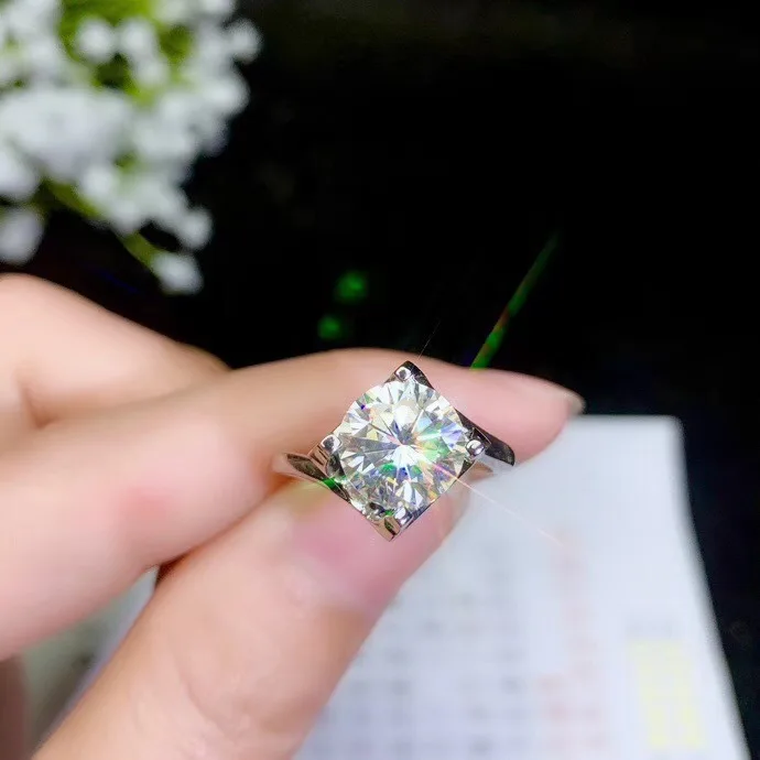 [MeiBaPJ Moissanite драгоценный камень модное кольцо с четырьмя когтями и бриллиантами VVS1 925 пробы Серебряное хорошее свадебное ювелирное изделие для женщин