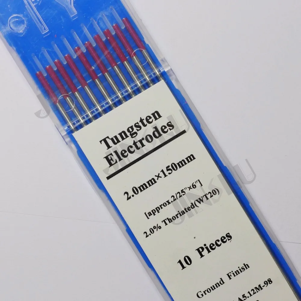 2% Красный наконечник WT20 2,0*150 мм 2/2" дюймовый Торий Вольфрамовый электрод для аргонной сварки 100 шт
