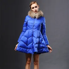 Женский пуховик, женское длинное пальто, верхняя одежда, зимняя элегантная Высококачественная приталенная Теплая юбка, Стильная парка с меховым воротником, пуховое пальто