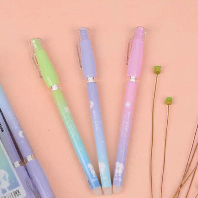 

3 pcs/lot Moon Star Erasable Gel Pen Cute 0.38 mm Signature Pen Papelaria School writing Supplies Promotional Gift
