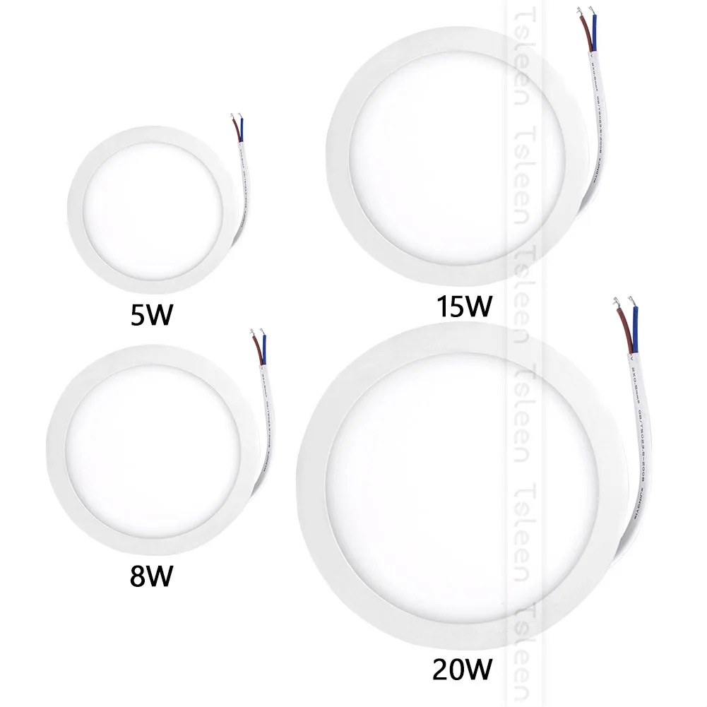 8 Вт, 15 Вт, 20 Вт, ультра тонкий Встраиваемый светодиодный светильник с панелью, Круглый квадратный светодиодный потолочный светильник, 85-265 В переменного тока, светодиодный панельный светильник, большая Лицевая панель