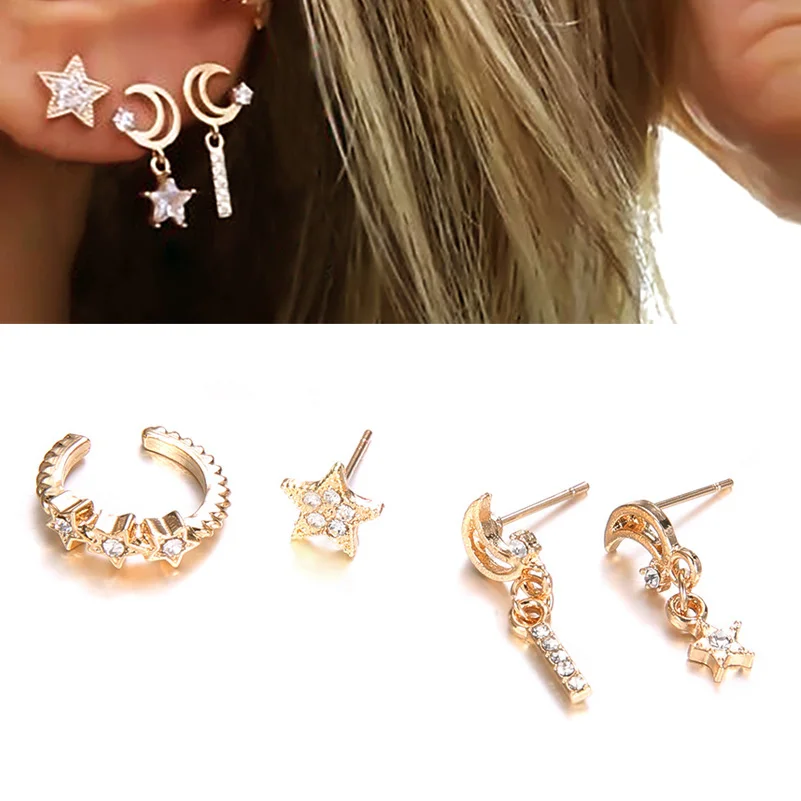 Starbeauty 4 шт./лот яркая звезда Луна пирсинг для ушей завитка ушной раковины козелка