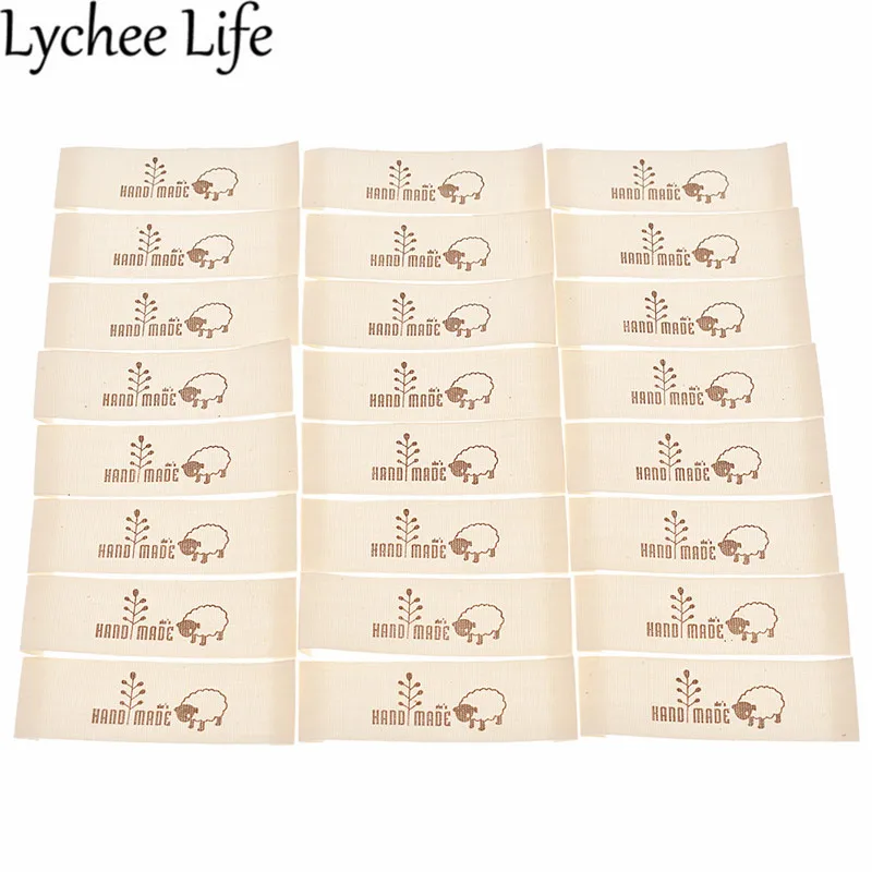 Lychee Life, 50 шт., моющиеся хлопковые этикетки с буквенным принтом в виде овечки, Современная ручная работа, сделай сам, для шитья, для украшения одежды - Цвет: 2