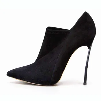 

Women Boots Nice Shoes Woman 11CM High Heels Snow Boots Women Pointed Toe Sexy Ankle Boots For Women With Fur Botas Mujer B-1188