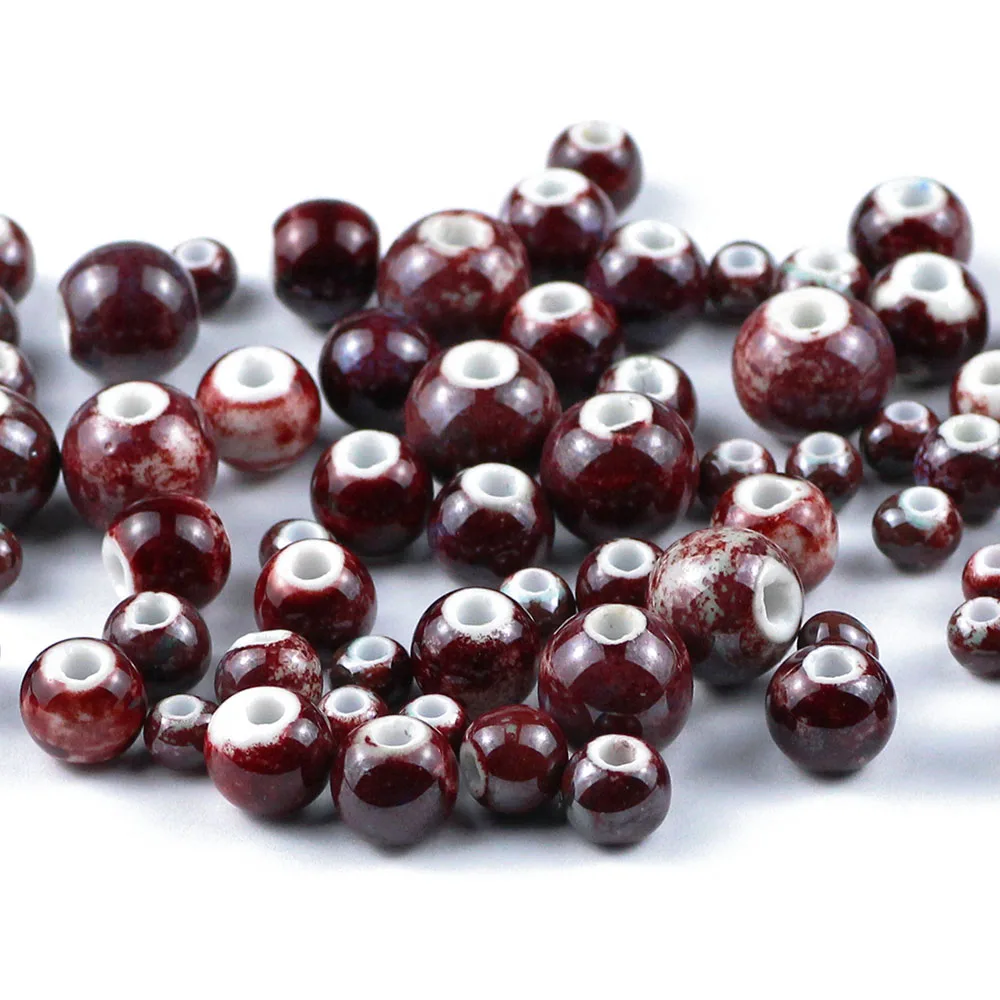 

WLYeeS 6 to 12mm Fambe blaze Ceramic Beads 100Pcs/pack round Porcelain Loose beads fit Women Bracelet Jewelry Pendant Making DIY
