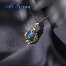 MosDream натуральный Лабрадор ожерелье с подвеской Золотой Кристалл