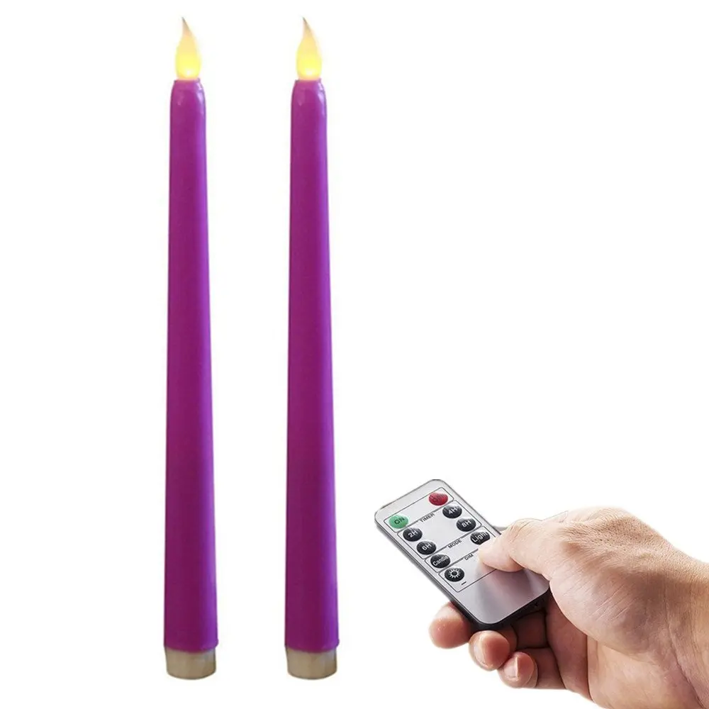 2Pcs Flameless Wax Vigil LED Taper Candles with Remote and Timer 11