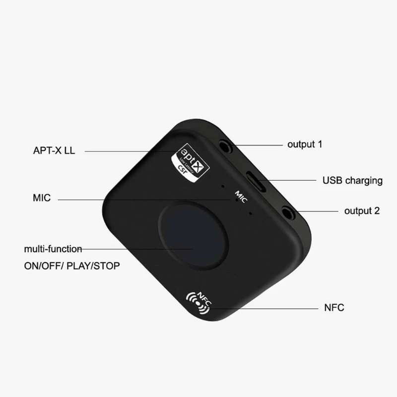 Беспроводной передатчик 3,5 мм аудио приемник адаптер B7 PLUS Bluetooth 4,2 приемник APT-X NFC CVC6.0 Встроенный микрофон AUX Out